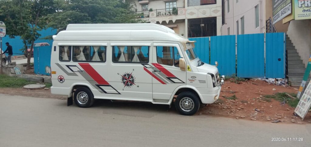 What is the seating capacity of a Tempo Traveller for hire or rent in Bangalore?